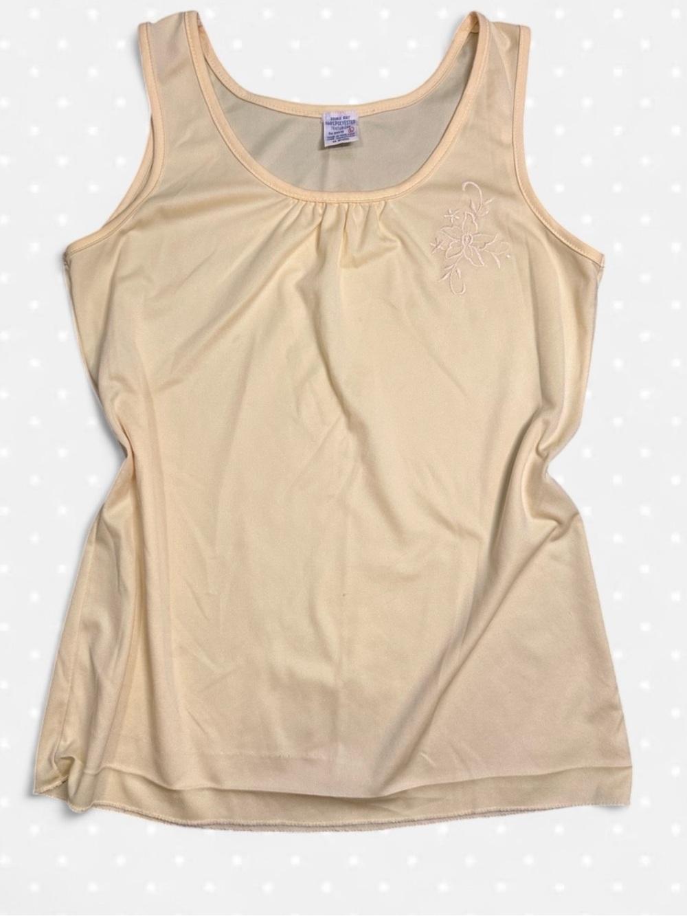 Vintage 70s Pastel Yellow Embroidered Tank